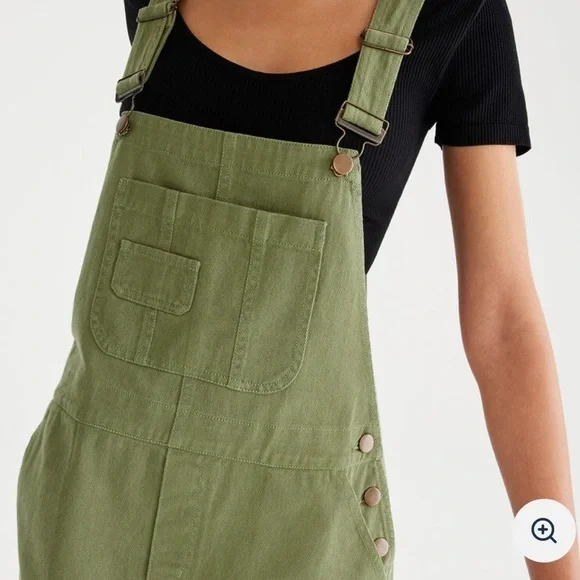 Aeropostale Solid Twill Skirtall Size L Bob Overall Carpenter Style Skirt Jumper - Picture 14 of 16